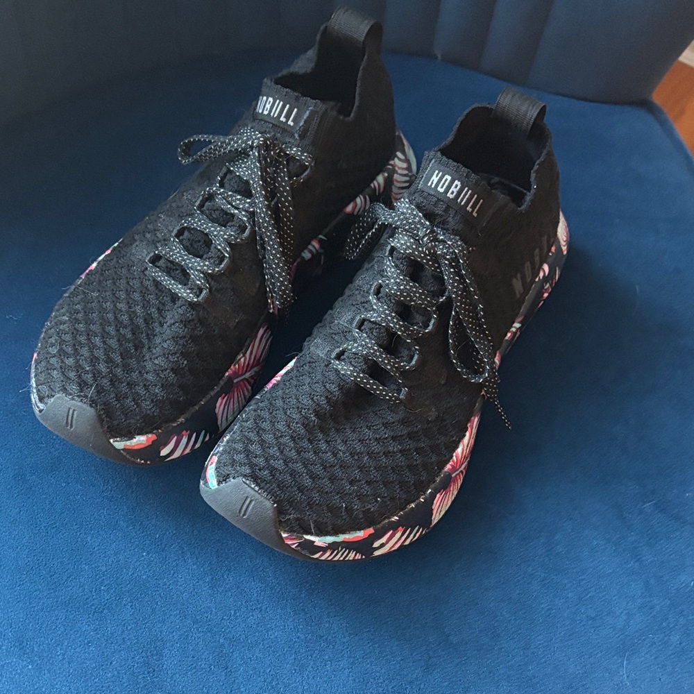NOBULL Black Sneakers with Colorful Patterned Sole